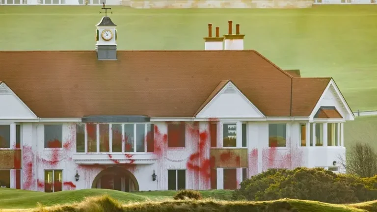 Trump’s Scottish golf resort vandalized with pro-Palestine graffiti