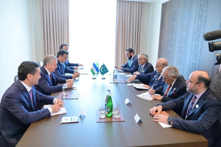 Prime Minister Shehbaz Sharif met with President of Uzbekistan Shavkat Mirziyoyev in Azerbaijan